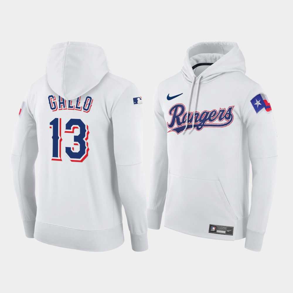 Men Texas Rangers 13 Gallo white home hoodie 2021 MLB Nike Jerseys